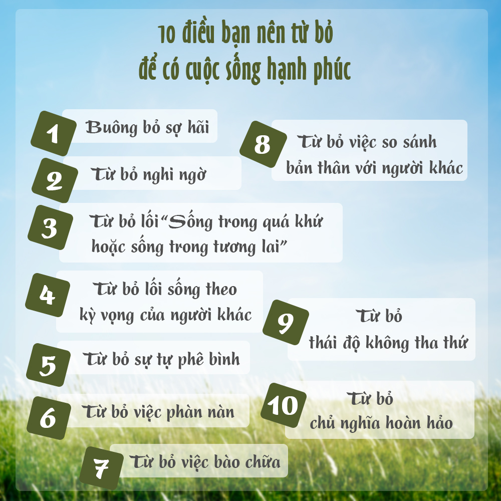 10 điều bạn nên buông bỏ để có cuộc sống hạnh phúc